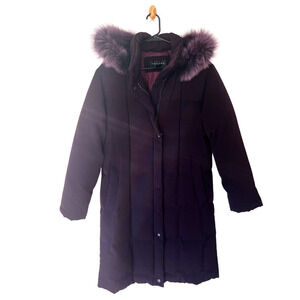 Gallery Sport puffer feather down long winter coat with fox‎ tail trim hood sz S